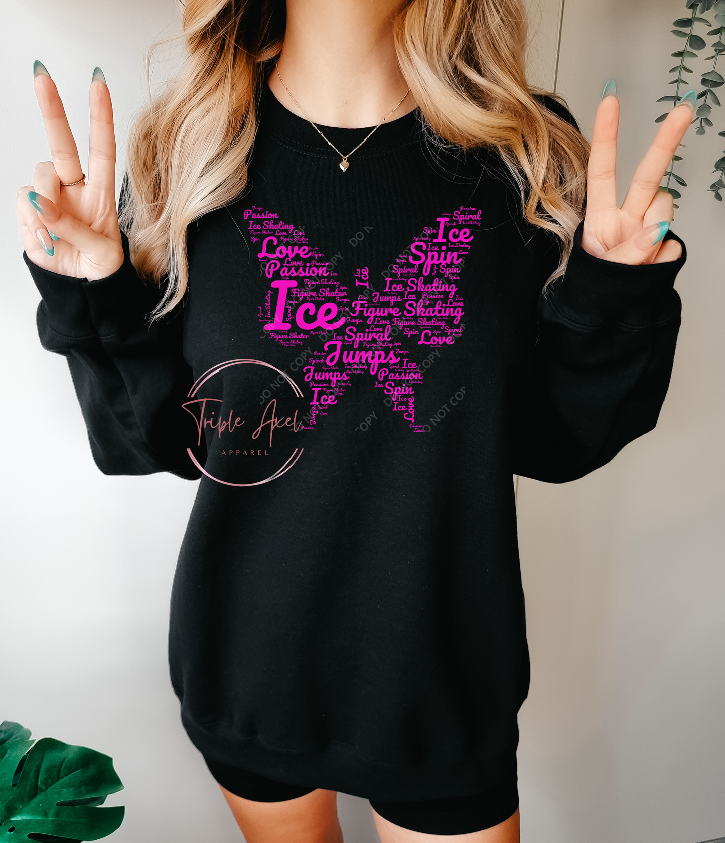 Youth Figure Skating Butterfly Hoodie or Crew Neck