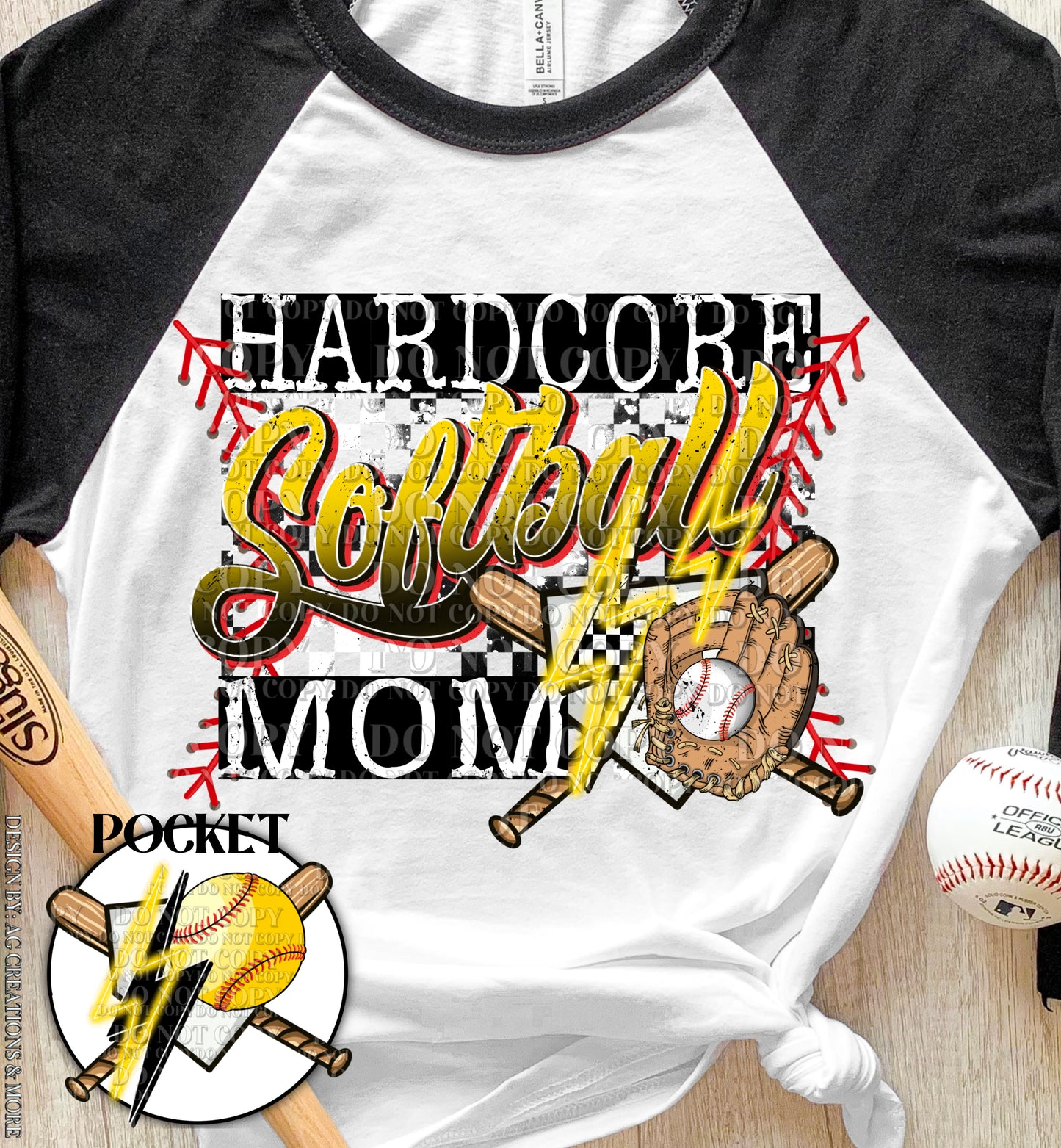 Hardcore Softball Mom Hoodie or Crew Neck