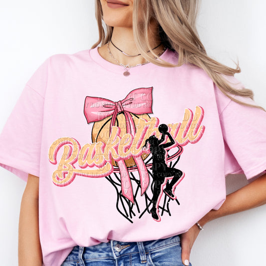 basketball Pink bow T-Shirt