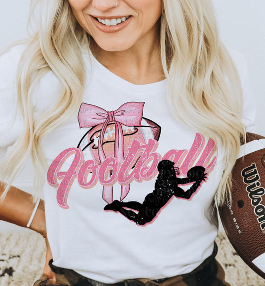Football Pink bow T-Shirt