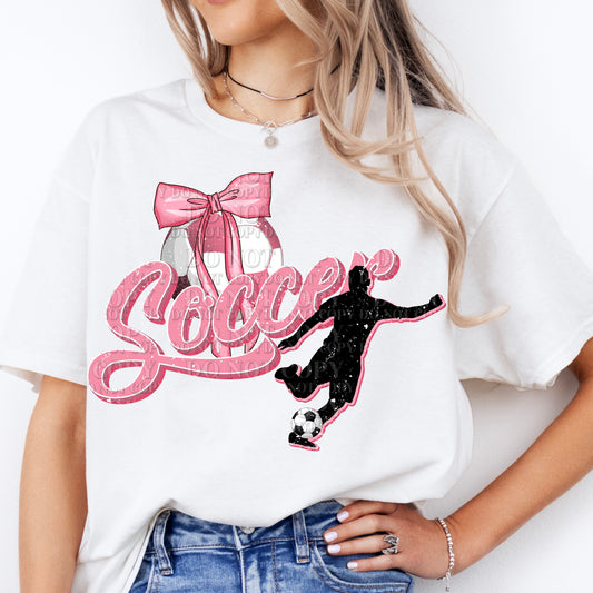 Soccer Pink (bow boys) Hoodie or Crew Neck