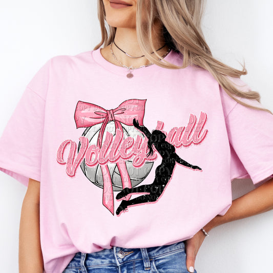 Volleyball Pink bow  T-Shirt